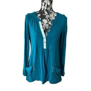 Anthropologie Little Yellow Button Womens Calantha Long Sleeve Henley Small